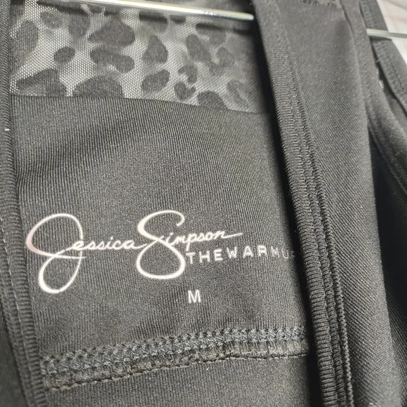 Jet Black Leopard Mesh Insert Sports Bra - Picture 4 of 7